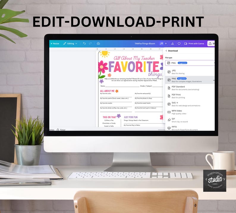 Spring Gift Questionnaire Teacher Favorite Things Questionnaire | Spring Floral Canva Template ...