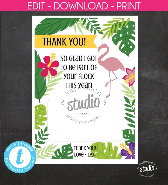 Flamingo - so glad I was part of your flock, Teacher gift card holder, Printable, Teacher Appreciation Gift, template, edit yourself Il_570xn