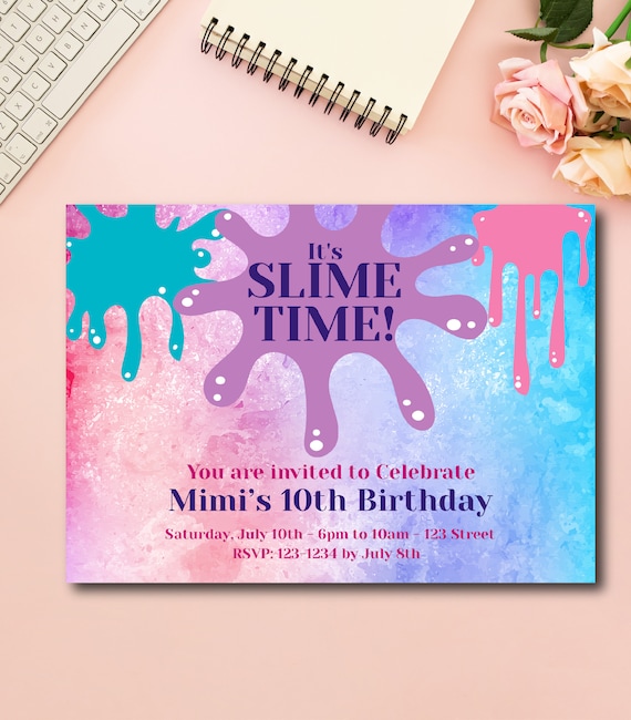 Slime Party Birthday Party, Slime Party, Printable Birthday Party Invite, Tween or Teen Birthday Party, Make Slime, Easy to use Template Il_570xn