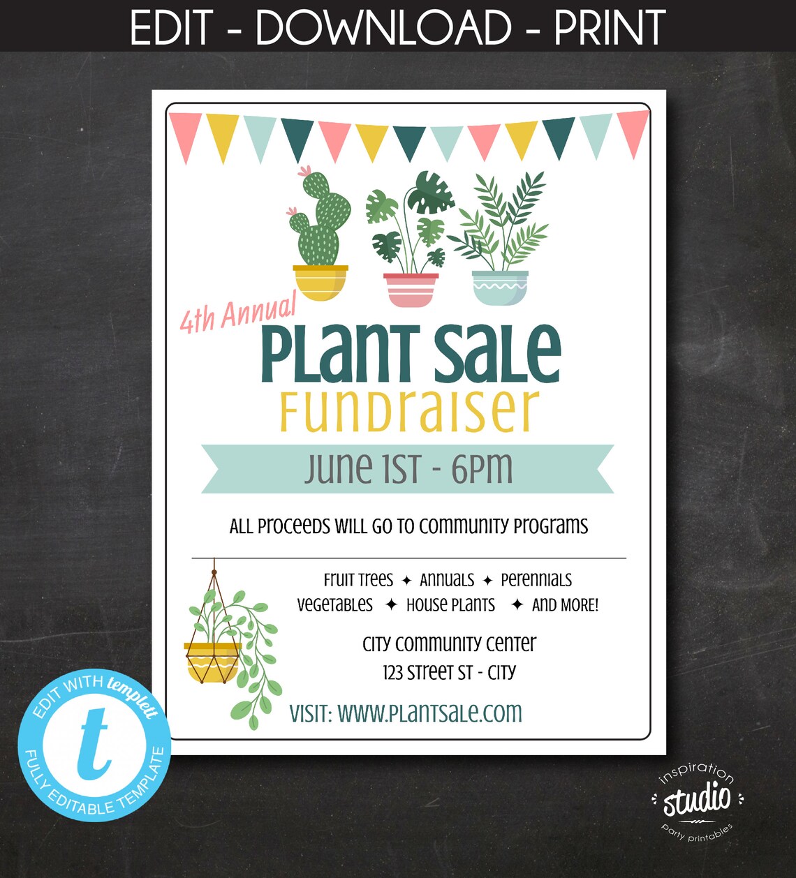 Plant Sale Fundraiser Flyer Template School Fundraiser Flyer - Etsy