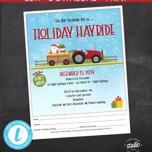Holiday Hayride Event Flyer Template, Christmas Flyer, Holiday Flyer ...