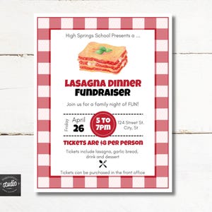 Müheloser Lasagne-Abendessen-Spendenaktions-Flyer | Italienische Nacht | PTA, Kirche, Schule | Easy Edit Canva Vorlage