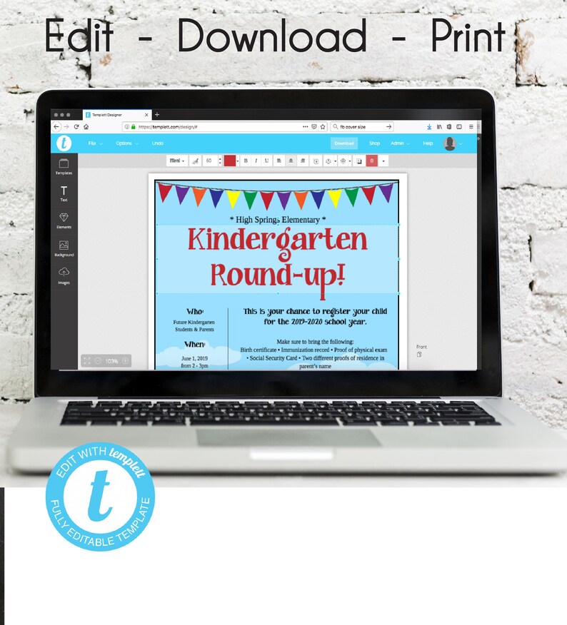 Kindergarten Round-up Event Flyer Printable Template School - Etsy