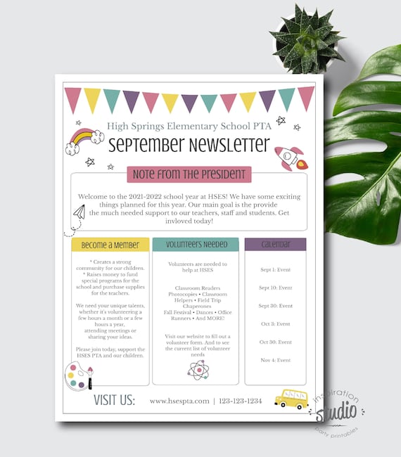 School Newsletter Template, PTA, PTO, PTSA Newsletter Template, Easy to use Template, Edit yourself, Teacher Newsletter, Weekly Newsletter Il_570xn