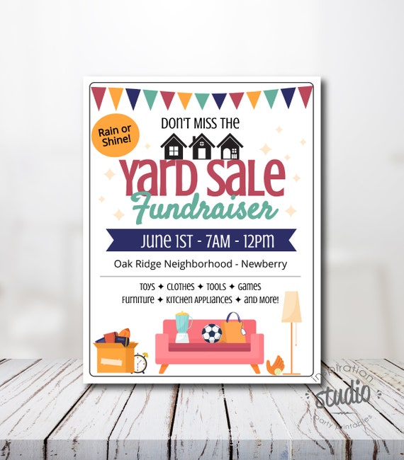 Editable Yard Sale Fundraiser Flyer Template, Garage Sale Flyer