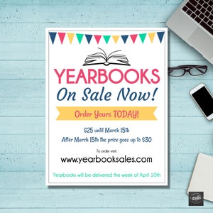 Yearbook Sale Flyer Template, School Template, Yearbooks on Sale Flyer, easy to use template, edit yourself