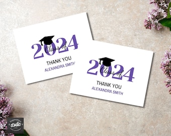 Graduation Thank You Folded Card Template | You pick the colors | Printable Invitation | Easy to use | Thank you Note | Class of 2024