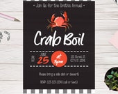 Crab Boil Invite, Summer Backyard Party Invite, Low Country Boil Invitation, Chalkboard Style, Template, Edit yourself Il_170x135