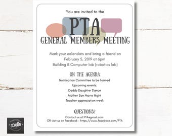 Editable Meeting Flyer Canva Template | Edit yourself, PTA, PTSA, PTO | Home Owners Association | Easy to Use Template