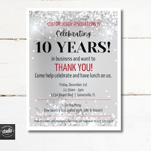 10 Years Celebration Lunch Flyer for Office Party | Easy-to-Use Corporate Luncheon Canva Template