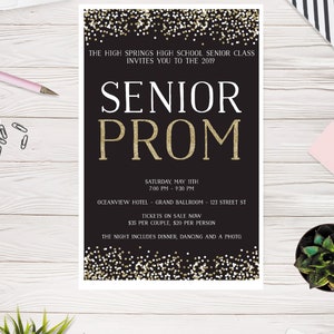 Senior Abschlussball Flyer, Tickets und Poster Vorlage, Junior Abschlussball, Schultanz, Vorlagenpaket, bedruckbar, selbst bearbeitet
