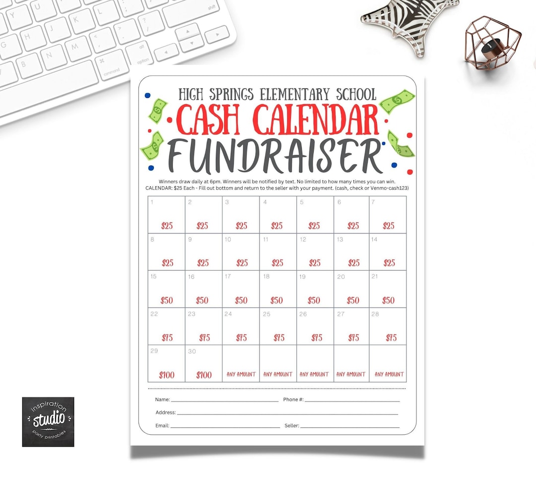 Cash Calendar Fundraiser Flyer Template School PTA PTO Community Cash Calendar Fundraiser Flyer Template School PTA PTO Community