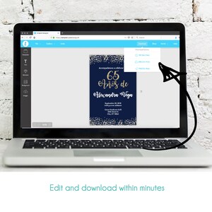 65 Años De | Spanish | 65th Birthday Invitation Template | Invitación ...