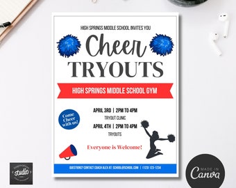 Personalized Cheerleading Tryout Template | Edit Yourself on Canva | Custom Cheer Team Registration