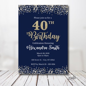 40 Años De, Invitación De Cumpleaños, Spanish, Español, Invitación De La  Fiesta De Cumpleaños Número 40, Easy to Use Template, 40 Birthday -   Denmark