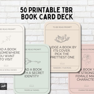 Druckbares TBR Card Deck | 50 Leseaufführungen | Buchklub-Spiele (Canva Template)