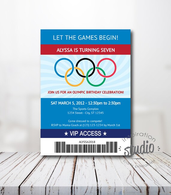 Olympics Ticket Birthday Invite - Let the Games Begin - Custom Printable Birthday Party Invite, Tween Birthday, Easy to use Template Il_570xn