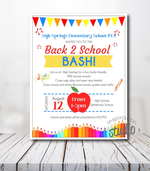 Back to School Bash Event Flyer Back to School Flyer Etsy