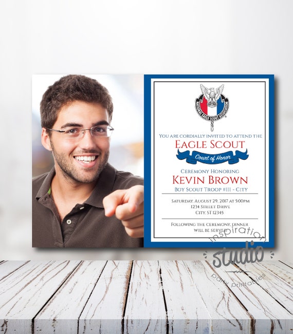 Eagle Scout, Court of Honor Invitation with Photo, Boy Scout Invitation, Custom Printable, Edit yourself, Easy to use template Il_570xn