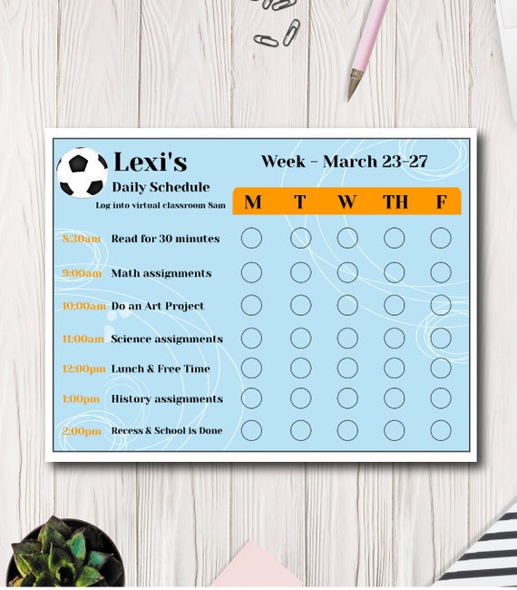 Kids Soccer Daily School Schedule, Home School Schedule, Easy to use template Il_570xn