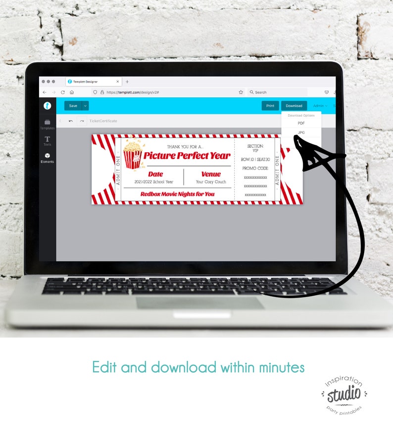Redbox Movie Ticket Printable Template Teacher Appreciation - Etsy