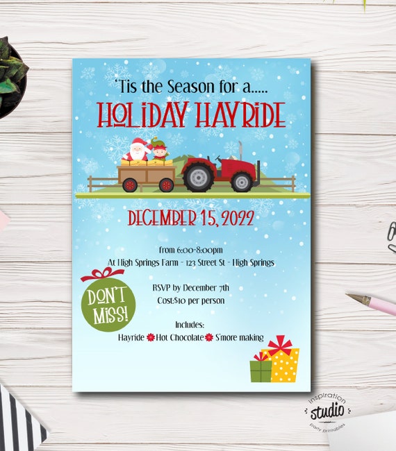 Holiday Hayride Event Invite Template Christmas Invite - Etsy