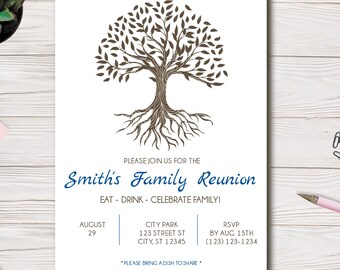 Family Reunion Invitation Template | Family Tree Heritage Invite Editable Templett Design