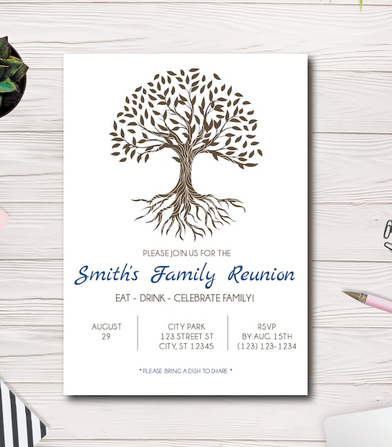 Family Reunion Printable Invitation Template, Family Tree Invite, Family Gathering Invite, Easy to use Template, edit yourself Il_570xn