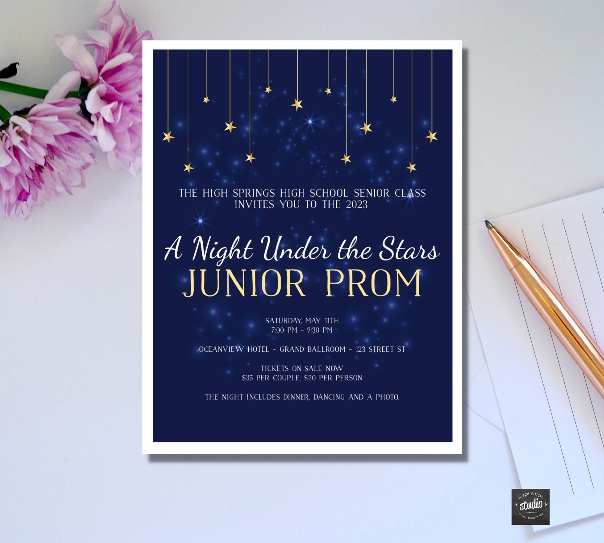 Prom Printable A Night Under the Stars Prom Flyer Template, Junior Prom, Senior Prom ...