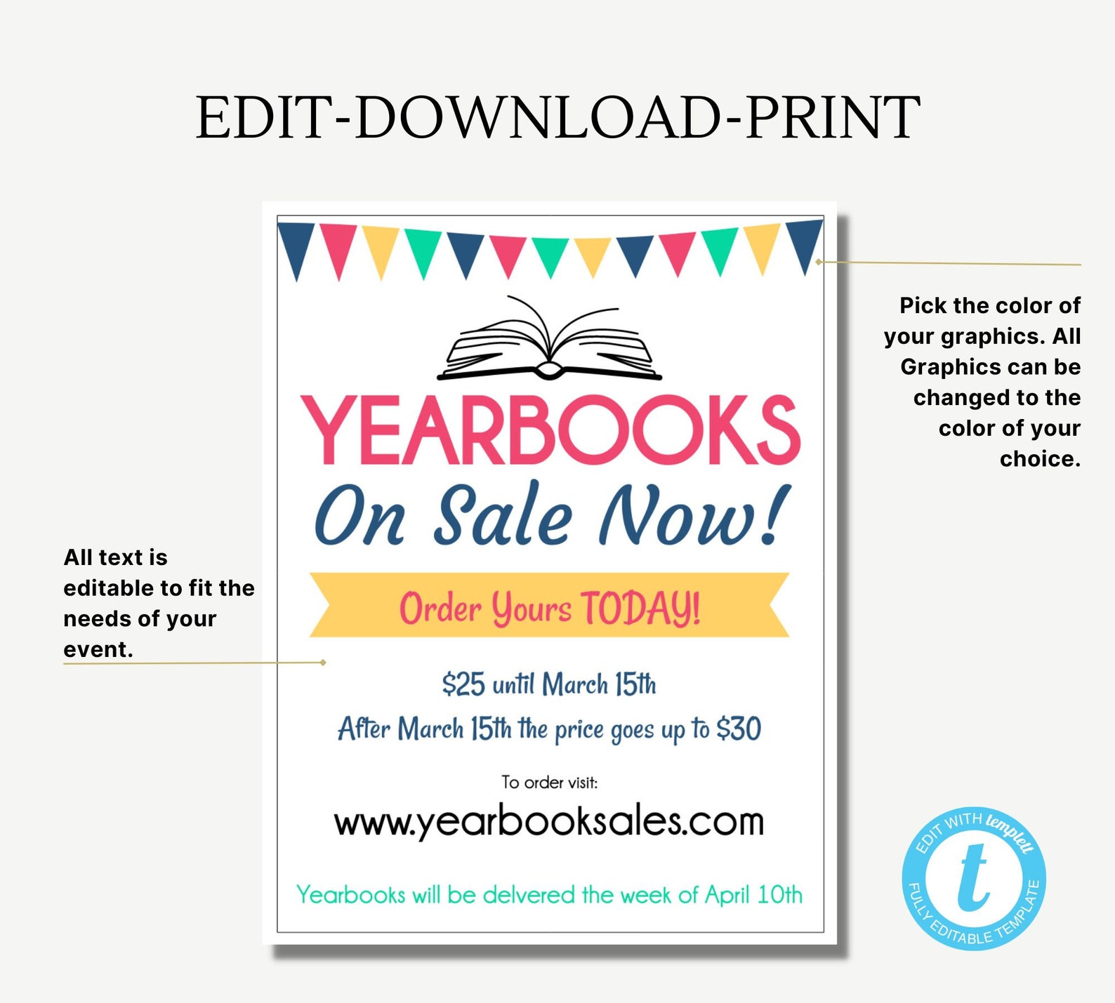 Yearbook Sale Flyer Template, School Template, Yearbooks on Sale Flyer ...