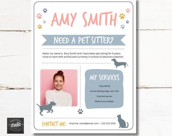 Editable Pet Sitter Flyer Template | Dog Walking Canva Design (Digital Download)
