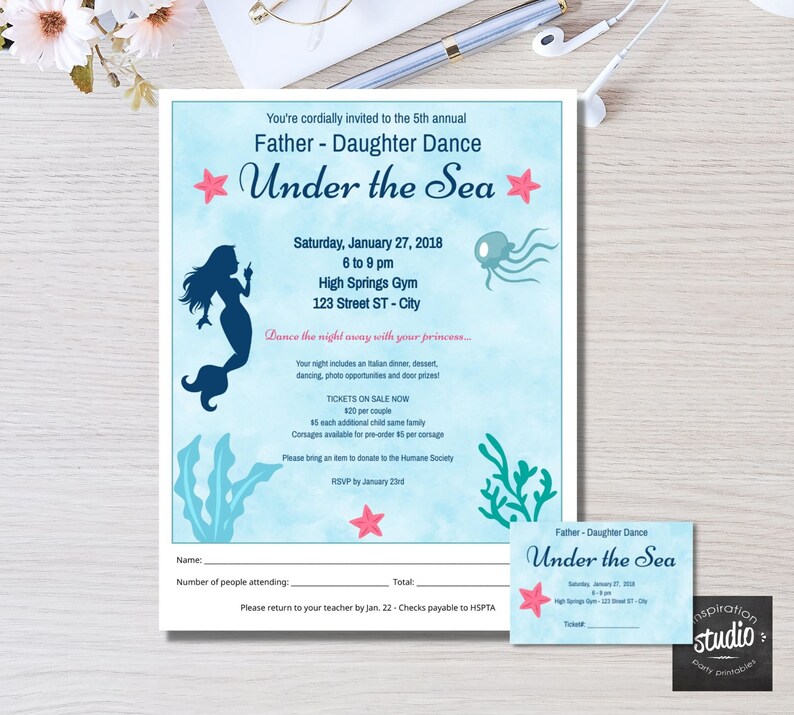Under the Sea Themed Daddy Daughter Dance | Save the Date, Flyer ...
