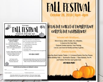 Fall Festival Flyer and Poster | School, Church Harvest Festival Template | PTA, PTO Event Printable