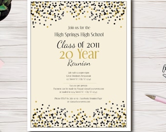 High School Reunion, College Reunion, Letter Size, Invitation AND Ticket, Pick your school colors, Easy to use Template, edit yourself