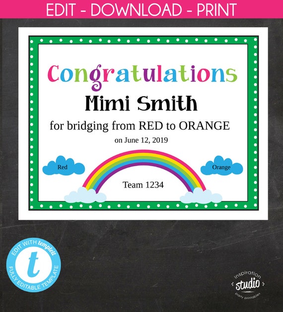 Bridging Certificate Template, Bridging Ceremony, Custom Printable ...