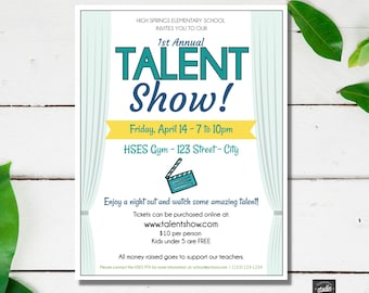 Talent Show Event Flyer Template, School Flyer, Church Flyer, School Fundraiser Flyer, Edit Yourself, Easy to use template