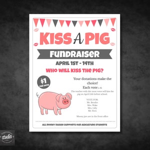 Kiss a Pig Event Flyer | Fun School Fundraiser Event | Easy to Use ...