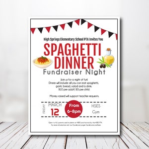 Spaghetti Dinner Spendenaktion Flyer und Tickets Vorlage, Pasta Dinner Night, Italienische Nacht, PTA, PTO, Schule, Kirche, Einfach zu verwendende Vorlage