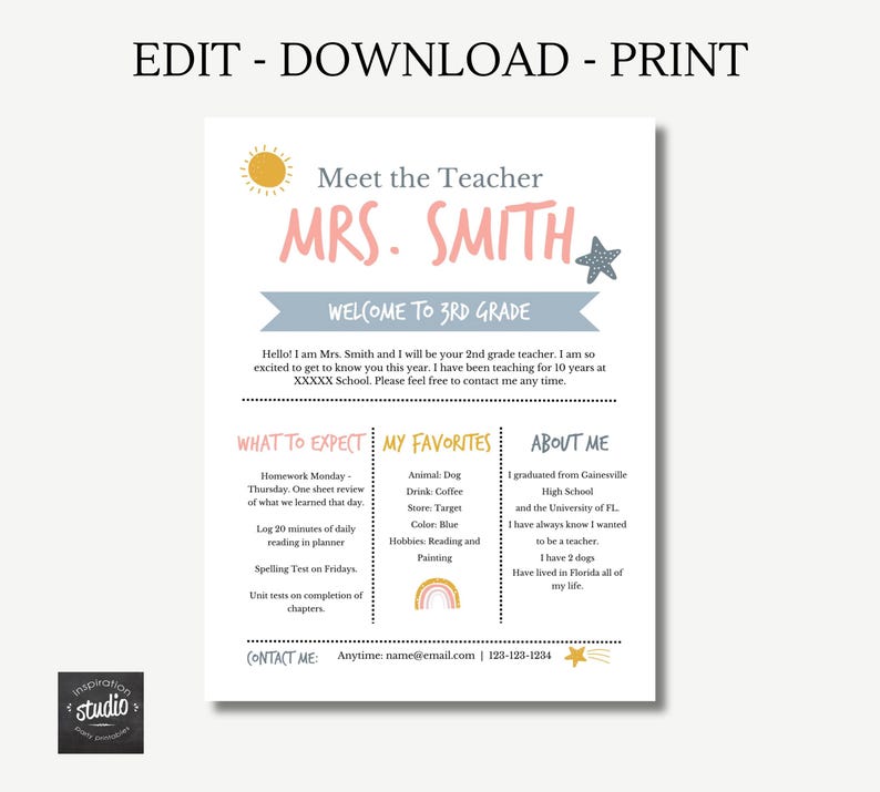 Meet the Teacher Flyer | Editable Canva Template Back to School Welcome ...