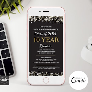 High School Reunion Text Invite | Class Reunion Text Invite | Electronic Invitation | Digital Invitation | Easy to edit on Canva