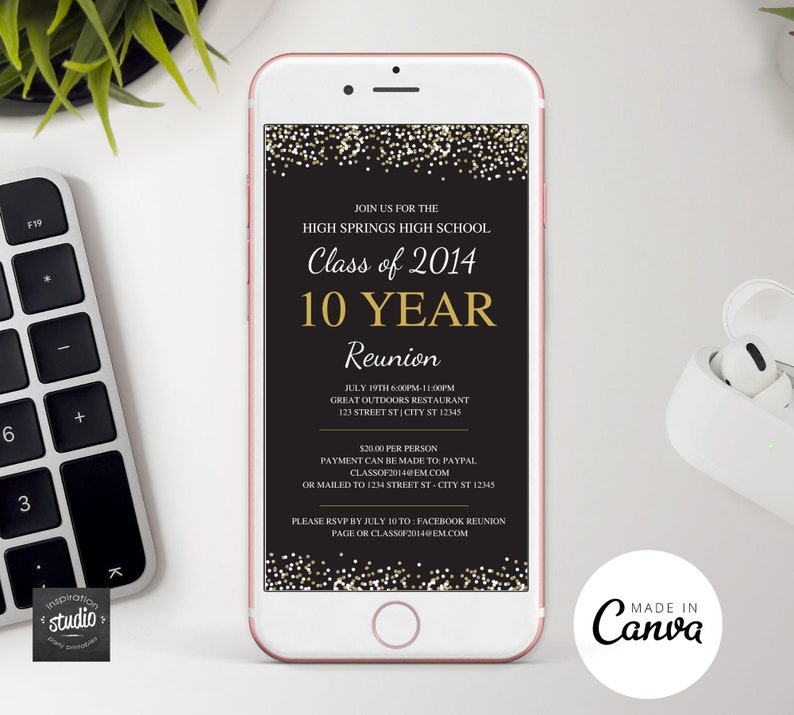 High School Reunion Text Invite | Class Reunion Text Invite | Electronic Invitation | Digital Invitation | Easy to edit on Canva