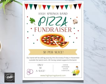 Pizza Fundraiser Flyer Template, Italian Night, Benefit Dinner, PTA, PTO, School, Church, Easy to use template