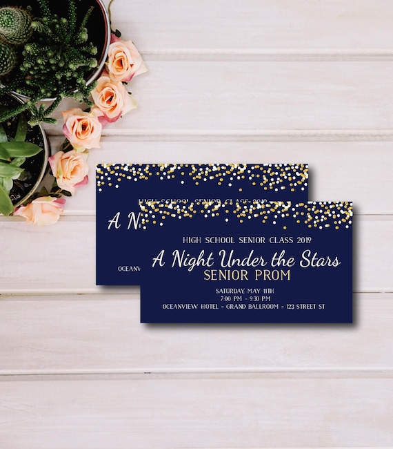 An Night Under the Stars Prom Ticket Template, Senior Prom, Junior Prom, tickets only, Edit yourself, Easy to use template Il_570xn