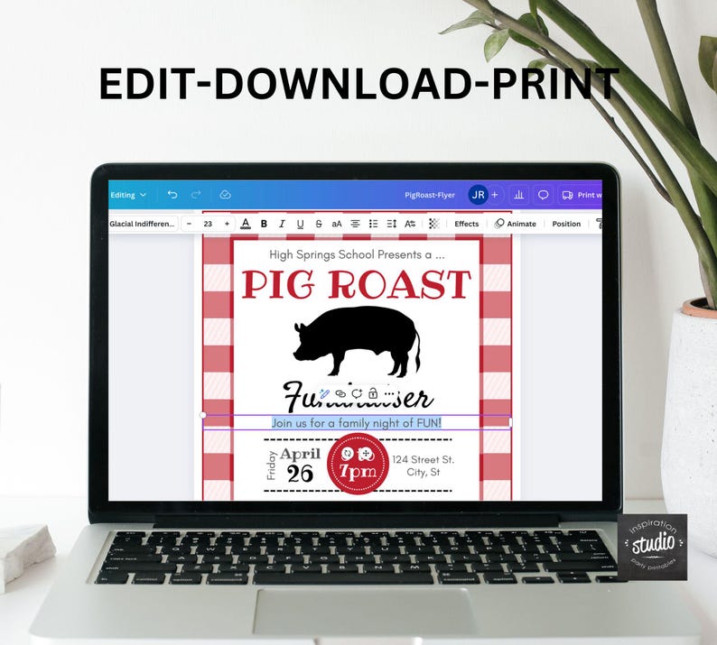 Pig Roast Fundraiser Flyer | Editable Canva Template for School and ...