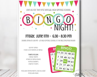 Bingo Night Flyer Template, Family Night, Mother - Son Night, School or Church, Event Custom Printable, Edit yourself, Easy to use Template