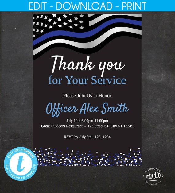 police-retirement-invitation-thank-you-for-your-service-etsy