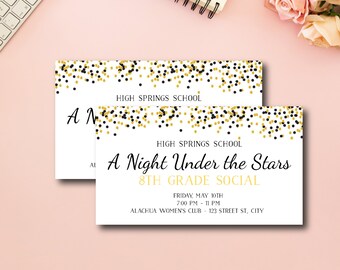 A Night Under the Stars Prom Template, Senior Prom, Junior Prom, 8th grade social, tickets only, Edit yourself, Easy to use template,