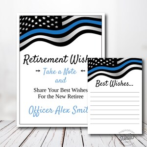 Police Retirement Wishes Sign and Note Card Template Best Wishes ...
