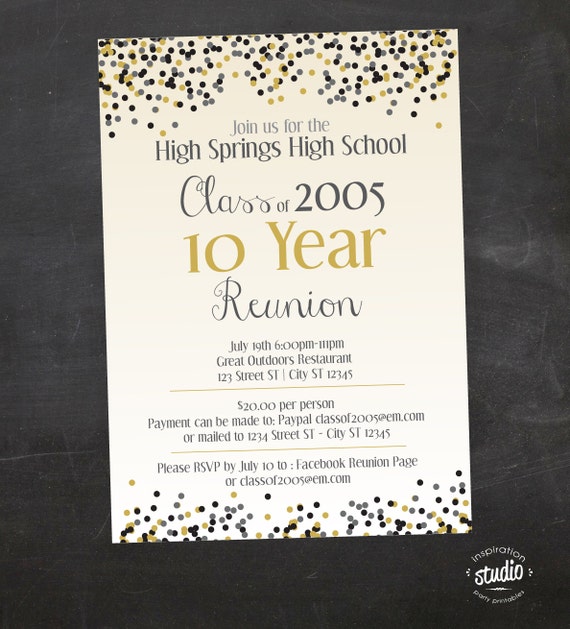 High School Reunion Invite, College Reunion or Family Reunion Custom Printable Invitation, Pick your school colors Il_570xn