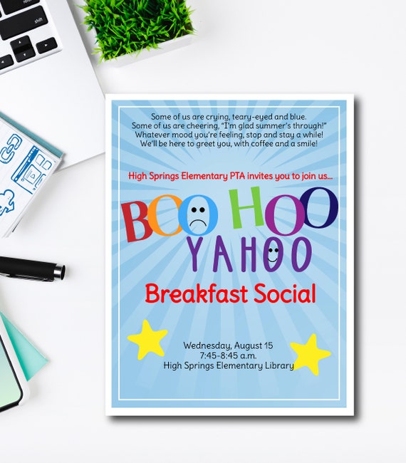 Boo Hoo, Yahoo School Flyer, First Day of School, Custom Printable, PTA, PTO, Color, Black and White, Edit yourself, Easy to use Template Il_570xn
